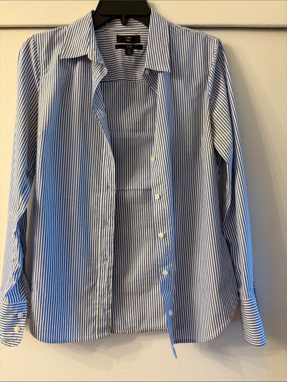 J. Crew Blue and White Stripe Button-Down Shirt